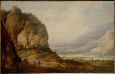 Valle fluvial con ciudad y montañas de Frans de Momper