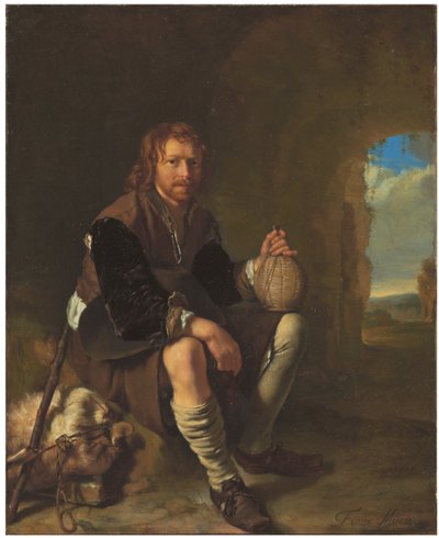 Un viajero descansando de Frans van Mieris