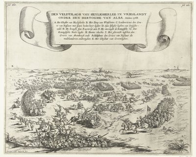 Batalla de Heiligerlee, 1568 La batalla de Heyligherlee en Vrieslandt bajo el duque de Alba. Anno 1568 (título sobre objeto) de Frans van den Wijngaerde