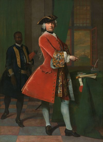 Retrato de Jan Pranger y un siervo esclavizado de Frans van der Mijn