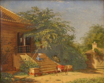 Los escalones del jardín que conducen al estudio del pintor Christen Købke en Blegdammen, Copenhague de Frants Bøe