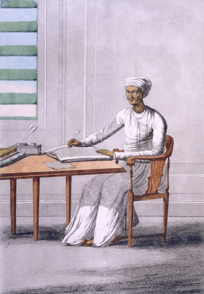 Un escriba causto, pub. 1808-12 de Franz Balthazar Solvyns