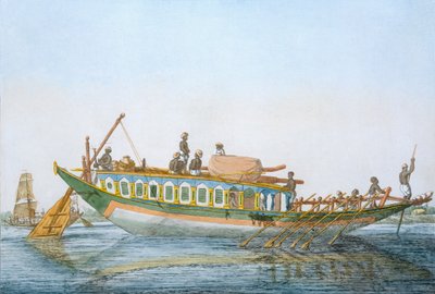Badjera, una embarcación fluvial con cabina y un gran timón de pala, de 