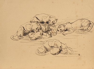 Panteras de sol gruñendo de Franz Barwig d. Ä.