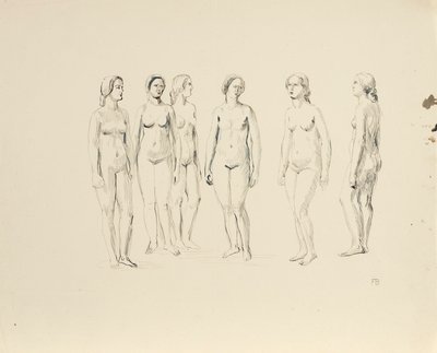 Seis desnudos femeninos de Franz Barwig d. Ä.