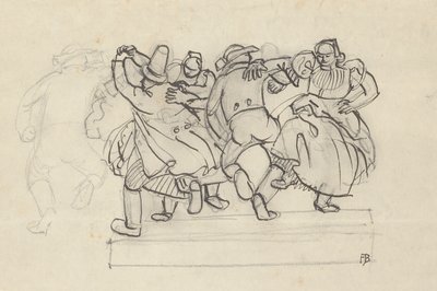 Estudio para un alivio con campesinos bailando. de Franz Barwig d. Ä.