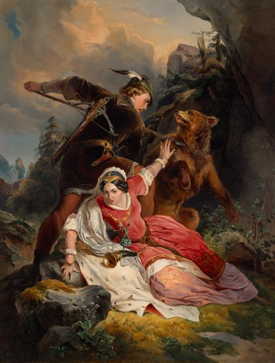 El duque Ernesto el Hierro salva a Cimburgis de Mazovia de Franz Dobiaschofsky