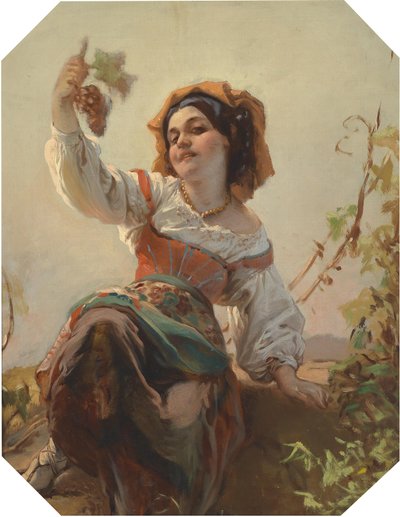 Chica italiana con uvas de Franz Dobiaschofsky