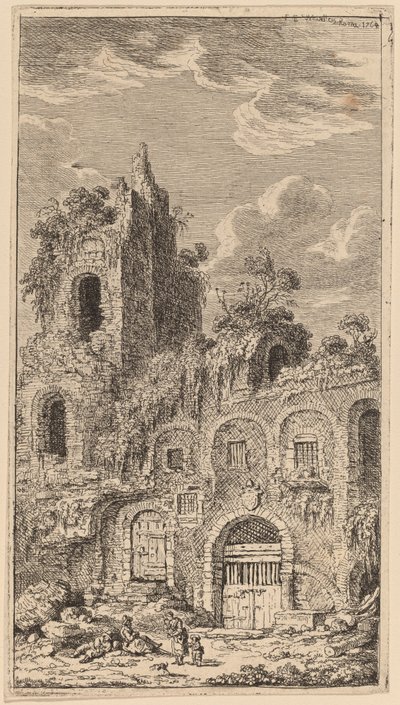 Fragmento de la antigua muralla de la ciudad en San Giovanni Laterano de Franz Edmund Weirotter