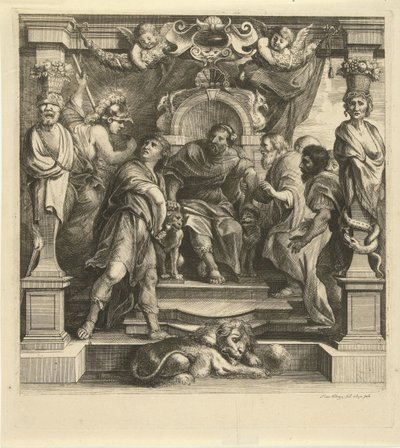 Giro de Aquiles con Agamenón Historia de Aquiles (título de la serie) de Franz Ertinger