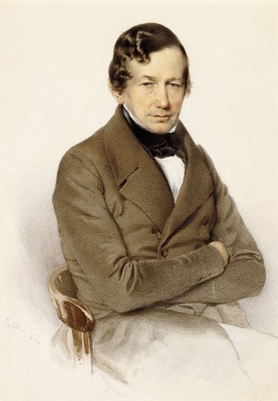Retrato de Anton Diabelli, sentado medio cuerpo, 1842 de Franz Eybl
