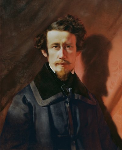 Autorretrato sobre fondo rojo de Franz Eybl