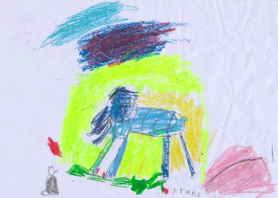Caballo azul frente a un cielo amarillo según Franz Marc de Franz Ferdinand