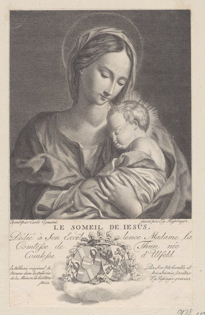 Virgen y Niño, con el niño Jesús durmiendo en sus brazos Le Someil de Jesus, 1743-1807 de Franz Gabriel Fiessinger