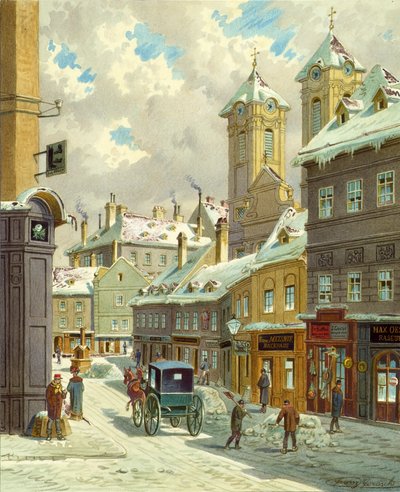 La Neustiftgasse de Viena con la Ulrichskirche de Franz Gerasch