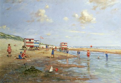 Escena de playa (óleo sobre lienzo) de Franz Helfferich