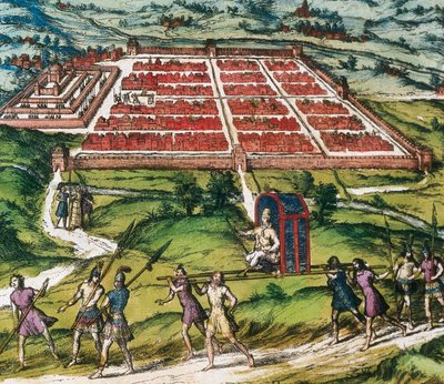 Cuzco, principal centro de la civilización inca (actual Perú) imagen de "Civitatis Orbis Terrarum" por Braun y Hogenberg de Franz Hogenberg