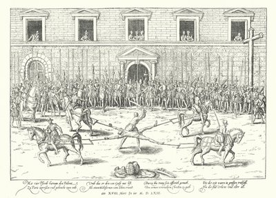 Ejecución de Jean de Poltrot por el asesinato de Francisco, Duque de Guisa, París, 1563 de Franz Hogenberg