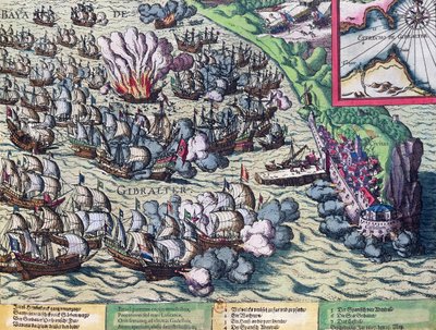 Combate en la Costa de Gibraltar, impreso el 25 de mayo de 1607 de Franz Hogenberg