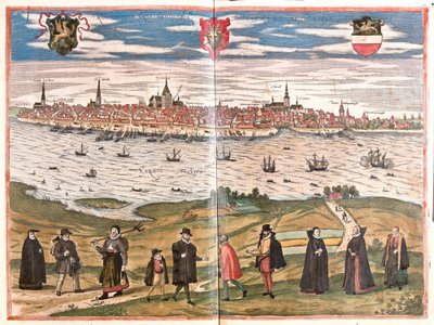 Vista general de Rostock, Alemania (grabado) de Franz Hogenberg