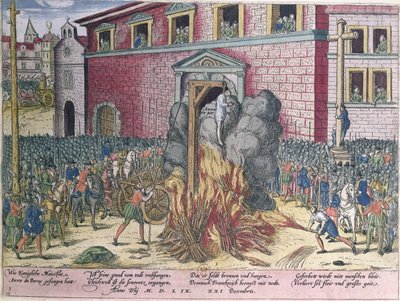 Ahorcamiento de Anne du Bourg (1521-59) Place de Greve, 23 de diciembre de 1559 de Franz Hogenberg