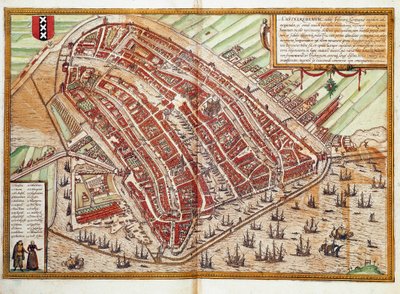 Mapa de Ámsterdam (grabado) de Franz Hogenberg