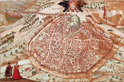 Mapa de Aviñón - Francia (grabado) de Franz Hogenberg