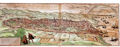 Mapa de Barcelona - España (grabado) de Franz Hogenberg