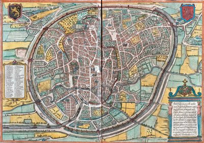 Mapa de Bruselas (Bruxella), Bélgica (aguafuerte) de Franz Hogenberg