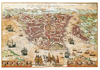 Mapa de Bizancio (grabado) de Franz Hogenberg