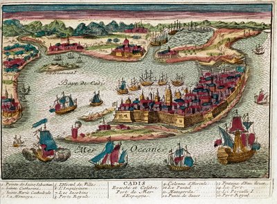 Mapa de Cádiz - España (grabado) de Franz Hogenberg