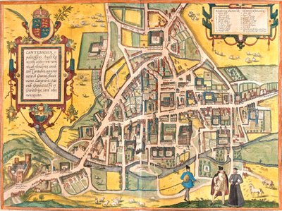 Mapa de Cambridge (Cantebrigia), Inglaterra de Franz Hogenberg