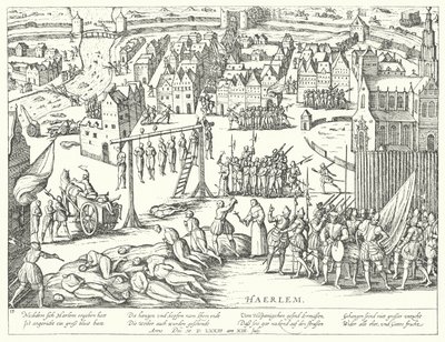 Ejecuciones masivas llevadas a cabo por los españoles en Haarlem, Países Bajos, 1573 de Franz Hogenberg