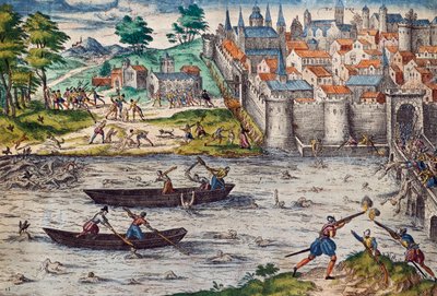 Masacres de Tours, julio de 1562 durante las guerras de religión contra los hugonotes, grabado de Franz Hogenberg (1535-1590), Francia de Franz Hogenberg