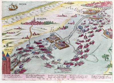Combate naval frente a la costa de La Haya entre los Mendigos del Mar y los españoles en 1573 de Franz Hogenberg