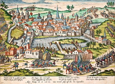 Los papistas sitian Poitiers, julio de 1569 de Franz Hogenberg