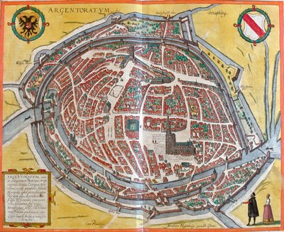 Plano de Estrasburgo (Argentoratum), Francia (aguafuerte) de Franz Hogenberg