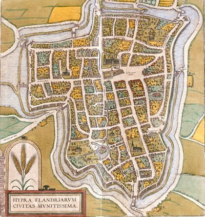 Plano de Ypres (Hypra), Bélgica de Franz Hogenberg