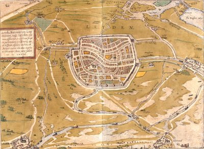 Plano de Leiden (Leyden), Países Bajos de Franz Hogenberg