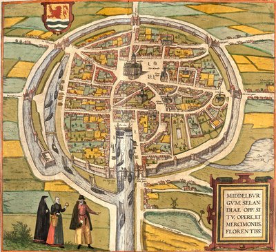 Plano de Middelburg (Middelburgum), Países Bajos de Franz Hogenberg