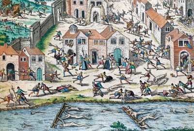 Escena de las Guerras de Religión en Francia de Franz Hogenberg