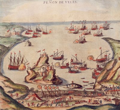 El corsario otomano Khayr al-Din Barbarroja contra el ejército de Carlos V, por Franz Hogenberg de Franz Hogenberg