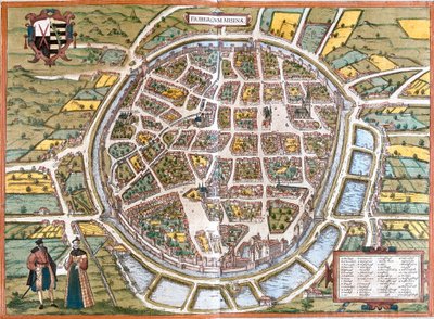 Mapa de la ciudad de Freiberg, Alemania de Franz Hogenberg