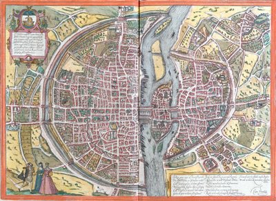 Vista de París (Lutetia), Francia (aguafuerte) de Franz Hogenberg