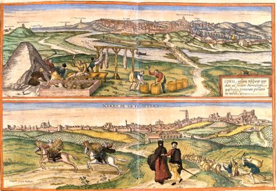 Vistas de Conil de la Frontera y Jerez de la Frontera, España de Franz Hogenberg