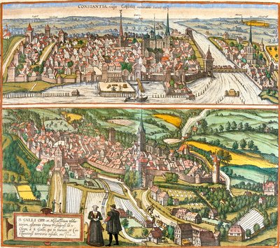 Vistas de Constanza, Alemania y San Galo, Suiza de Franz Hogenberg