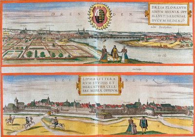 Vistas de Dresde y Leipzig, Alemania (grabado) de Franz Hogenberg