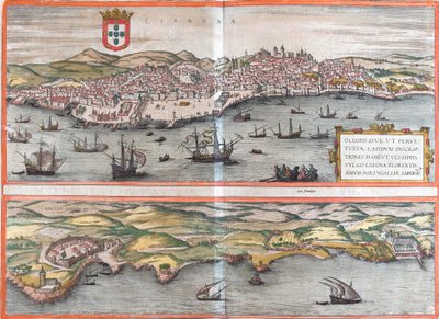 Vistas de Lisboa y Cascais, Portugal de Franz Hogenberg