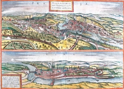 Vistas de Praga y Egra, República Checa (grabado) de Franz Hogenberg