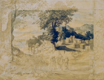 Paisaje italiano con figuras de personal de Franz Horny